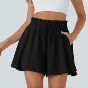 NWT Halara High Waist Drawstring Pocket Linen-Feel Wide Leg Shorts - Small